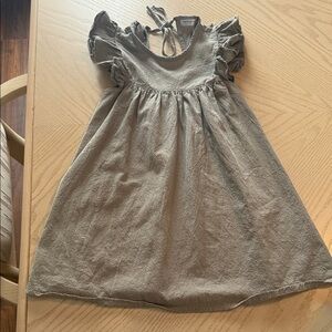 Girls Ruffle-Sleeve Cotton Dress in Taupe 💜